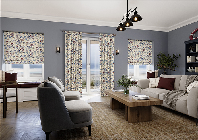 Land & Shore Orchard, Blue Red - Twist&Fit Roman Blind - Image 7